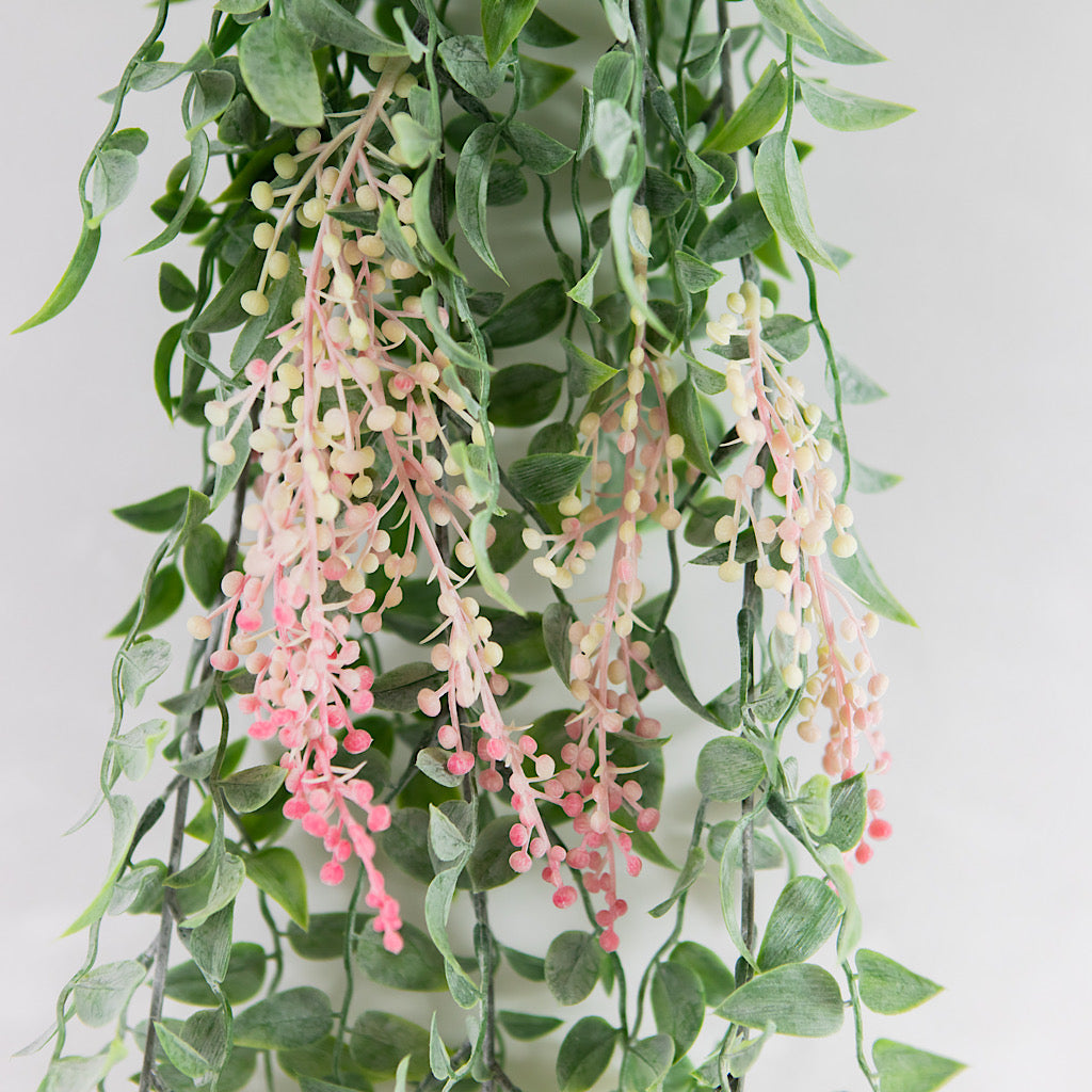 Faux Pink Berry Hanging Bush